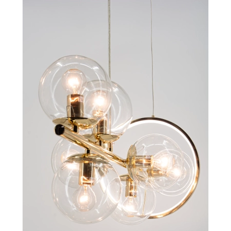 Lampa wisząca złota metalowa 8-punktowa szklana DRS3510/7 - Lampy Elem